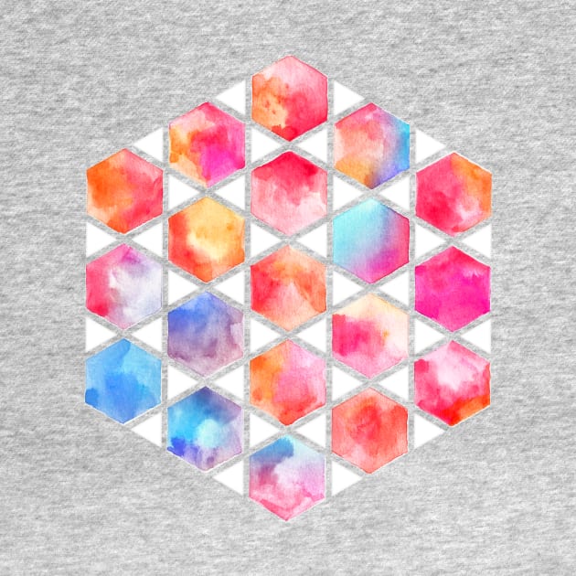 Radiant Hexagons - geometric watercolor painting by micklyn